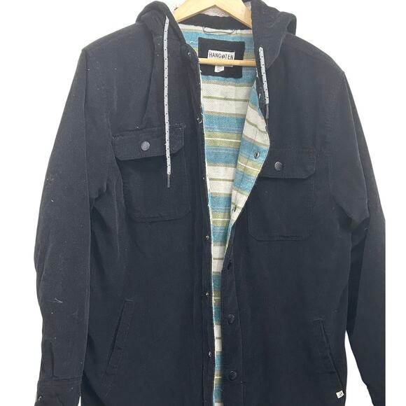 Hang Ten Hooded Baja Lined Sherpa Corduroy Jacket Shacket Size M - Picture 1 of 7